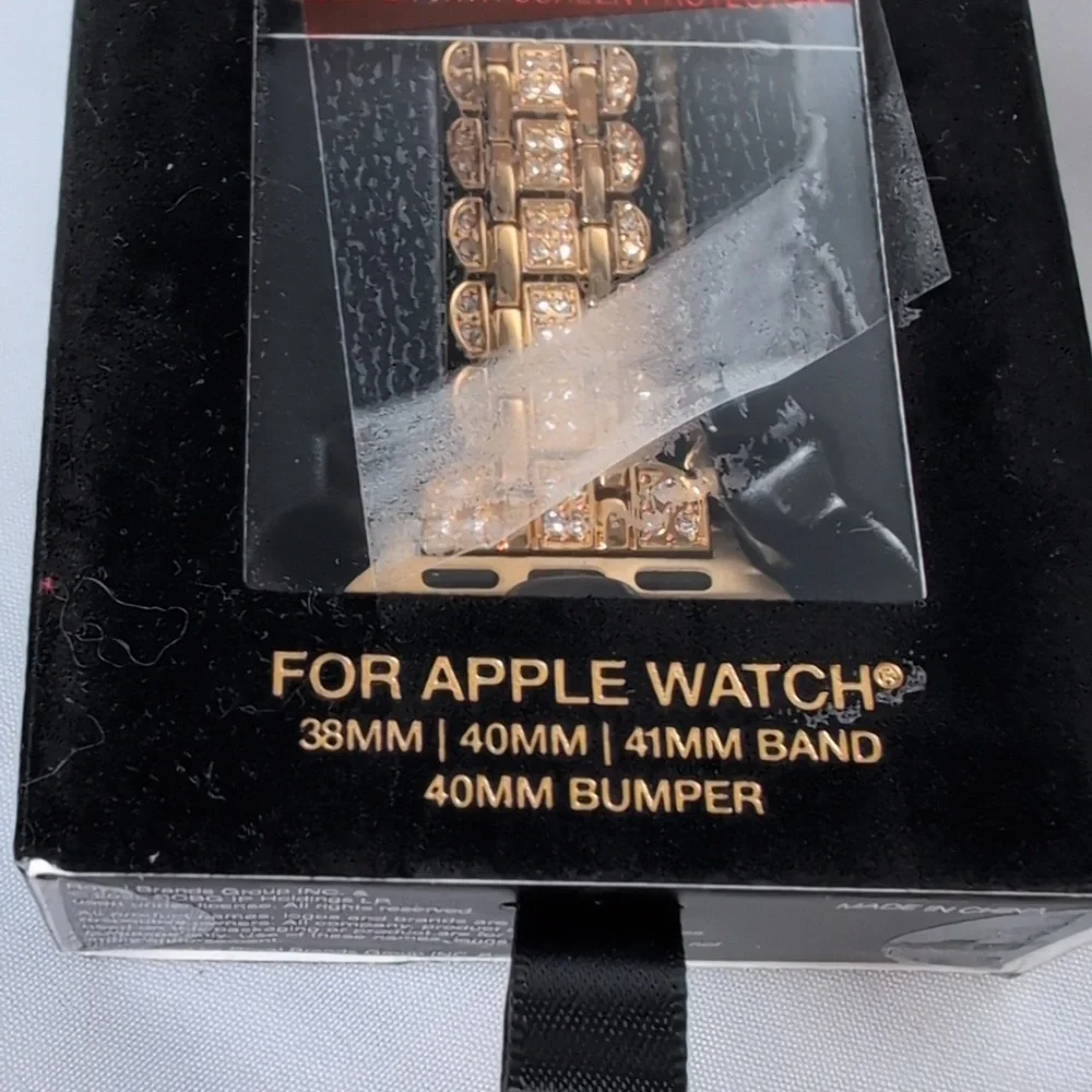 BCBG Gold Tone & Crystal Apple Watch Band Adjustable 38/40/41 MM